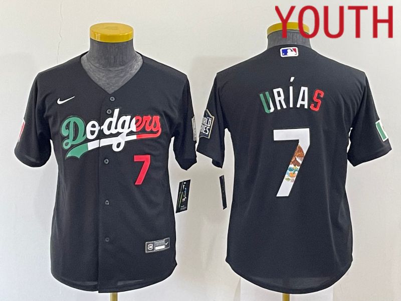 Youth Los Angeles Dodgers #7 Urias Black Nike 2022 MLB Jersey2->youth mlb jersey->Youth Jersey
